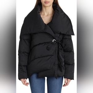 AVEC LES FILLES Black Puffer Wrap Jacket